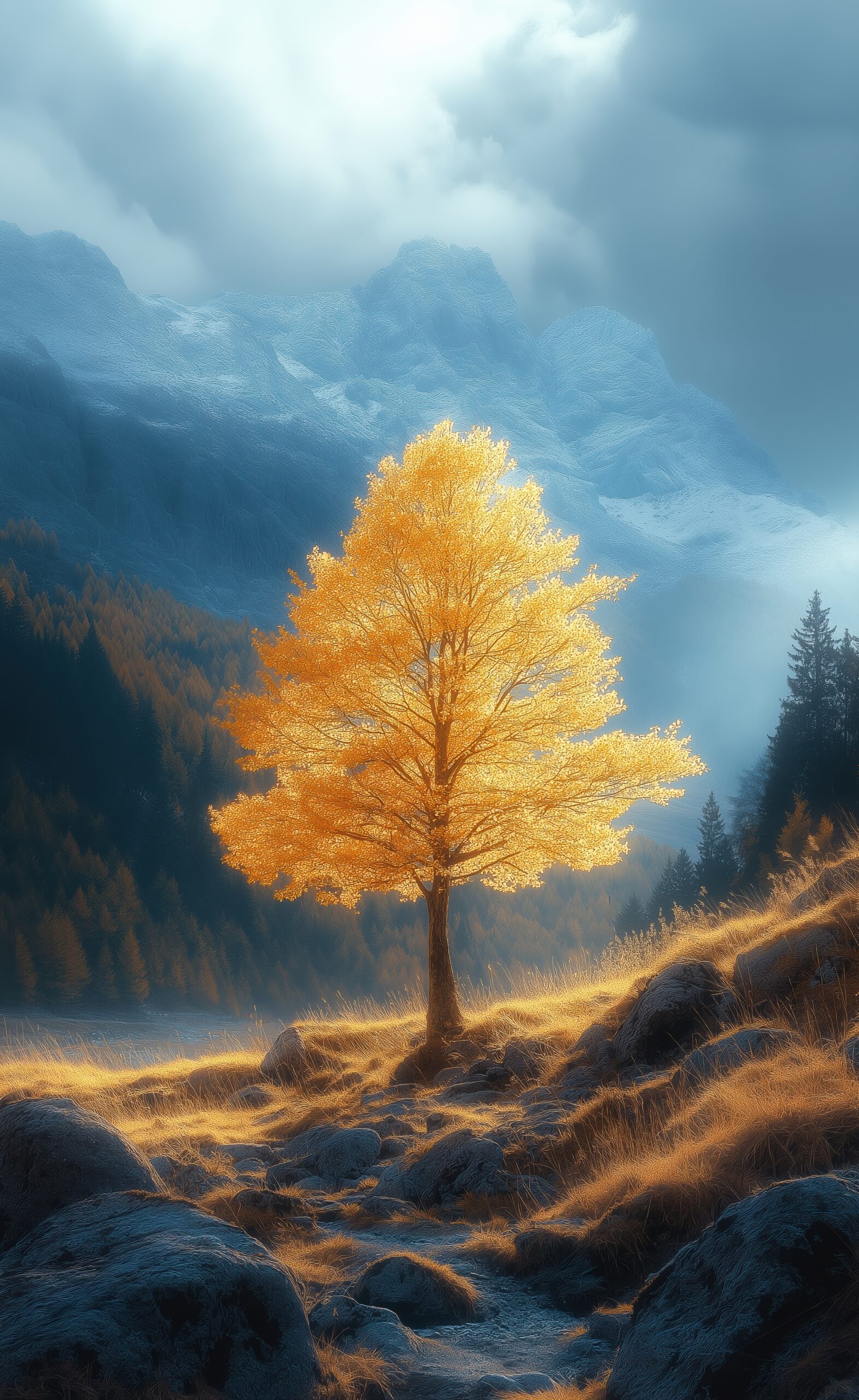 Beautiful Glowing Autumn Tree With Yellow Leaves Picjumbo Com Scaled