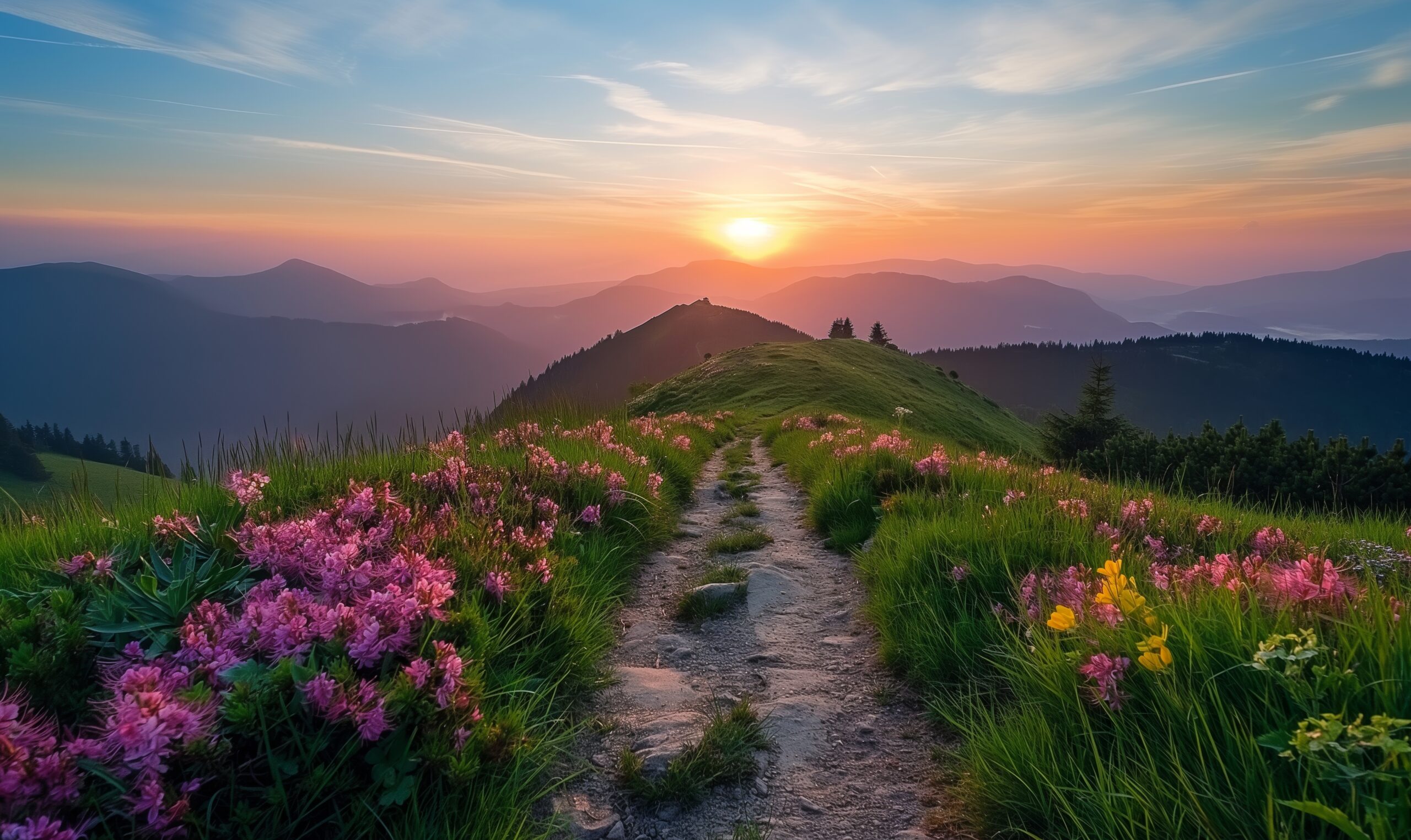 Beautiful Morning In Flowering Mountain Landscape Picjumbo Com Scaled